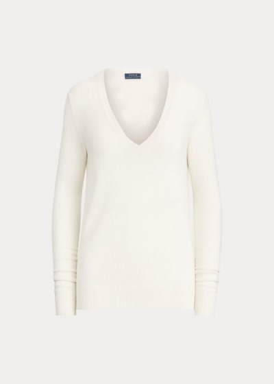 Sueter Polo Ralph Lauren Mujer Creme - Washable Cashmere V-Neck - PWCZF5043